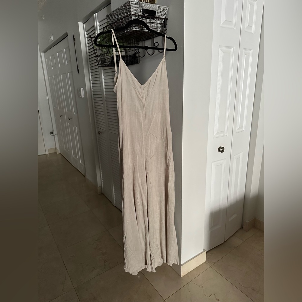 Wide leg linen jumpsuit